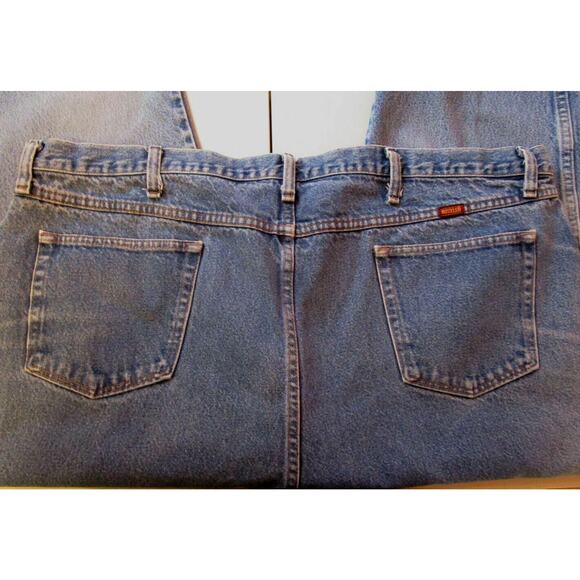 Vtg RUSTLER High Rise Blue Ankle Jeans 46x24 Loose Y2K 90s Straight Leg Cropped - Picture 4 of 8